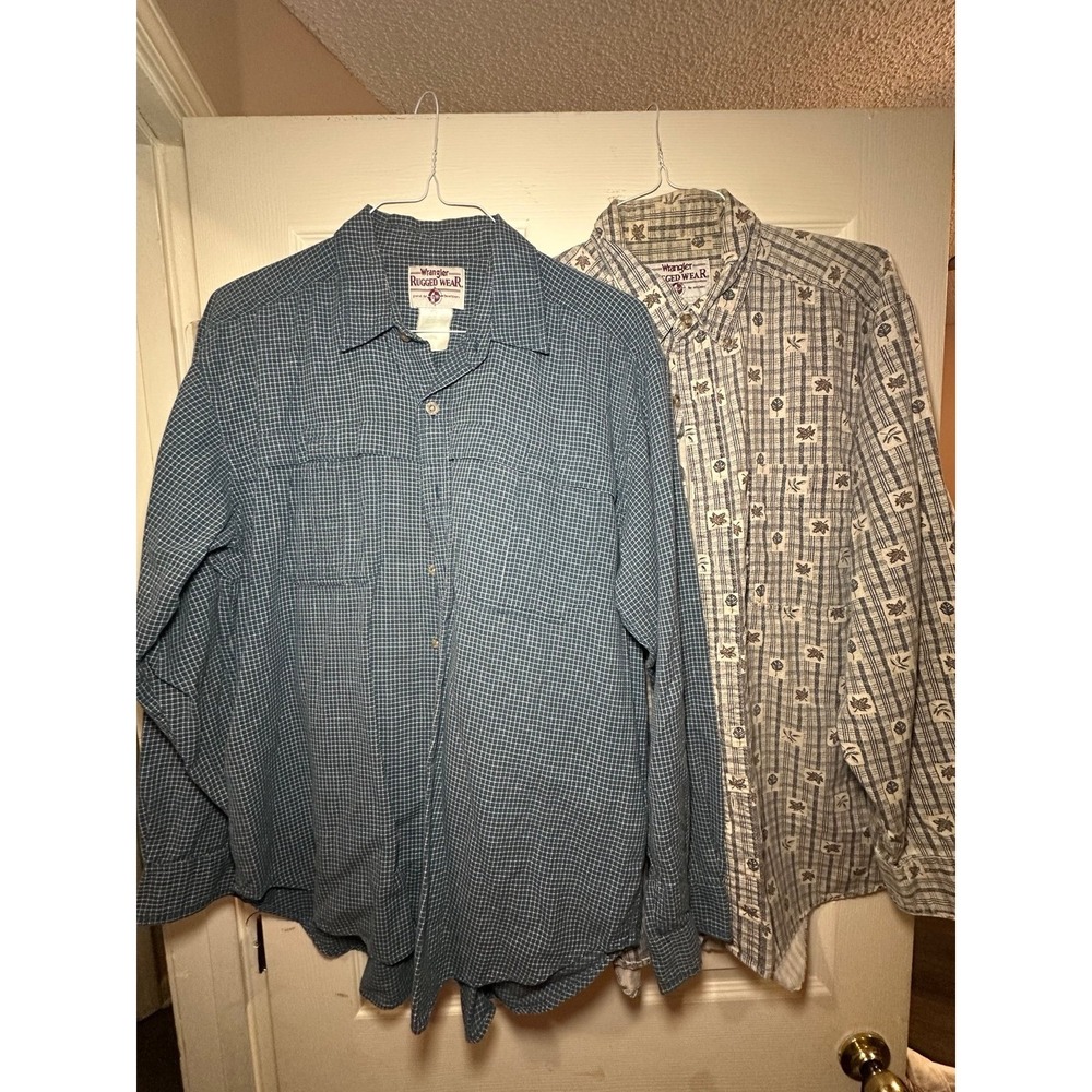 Vintage Wrangler  long-sleeve button-down thick shirt lot of two Large